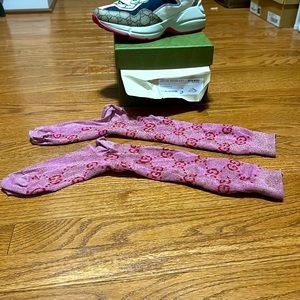 Gucci Pink & Red Lamé GG Socks